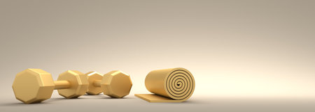 Fitness equipment for healthy lifestyle and wellbeing. 3D renderingの写真素材