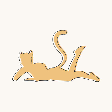 The silhouette of a woman with cat ears and tailのイラスト素材