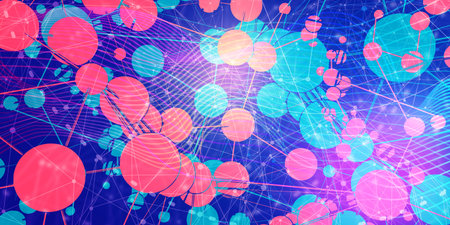 Lines with dots connected style technology background