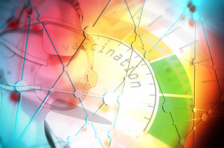 Scale with arrow. Abstract indicator of vaccination.の写真素材