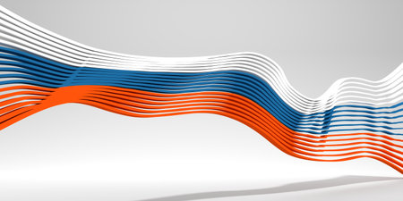 Independence day celebration card concept. Waved stripes. 3D rendering