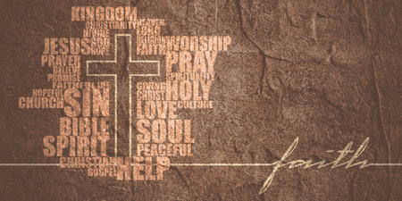 Religion concept illustration. horizontal bannerの写真素材