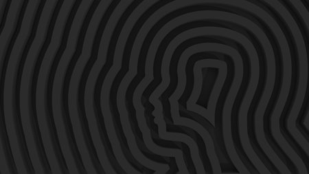 Outline male face silhouettes. 3D rendering