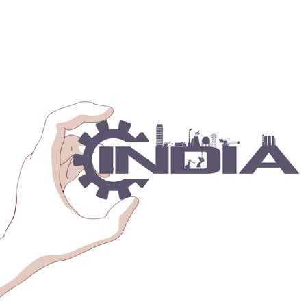 Industrial icons. Sustainable energy generation and heavy industry.のイラスト素材