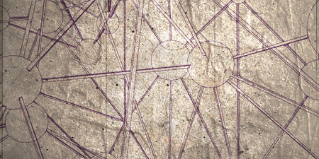 Lines with dots connected style technology backgroundの写真素材