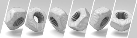 Nut models collage. 3D renderingの写真素材