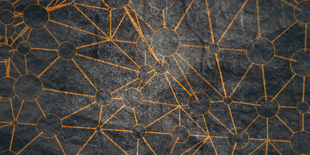 Lines with dots connected style technology background