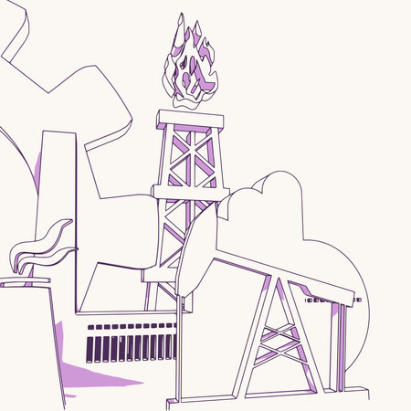 Energy generation and heavy industry. Thin line styleのイラスト素材