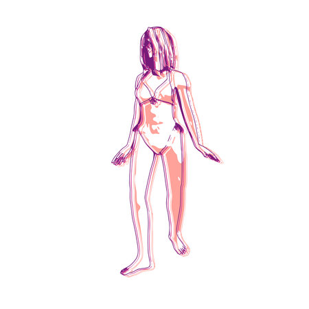 Sexy woman silhouette. Health and fashion concept. Adult female wearing bikiniのイラスト素材