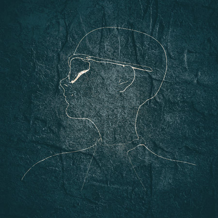 Woman head silhouette. Lady wearing sunglasses.の写真素材