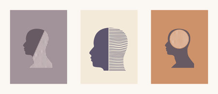 Male avatar profile view. Face silhouettesのイラスト素材