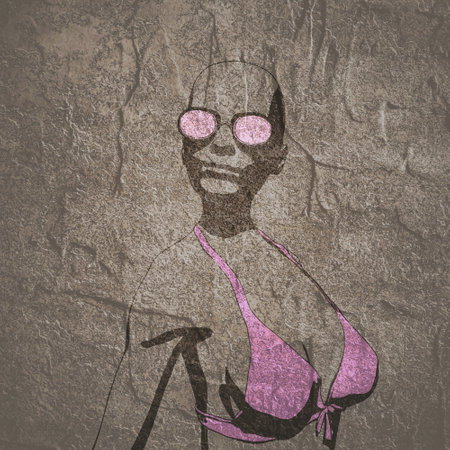 Sexy woman silhouette. Health and fashion concept. Adult female wearing bikiniの写真素材