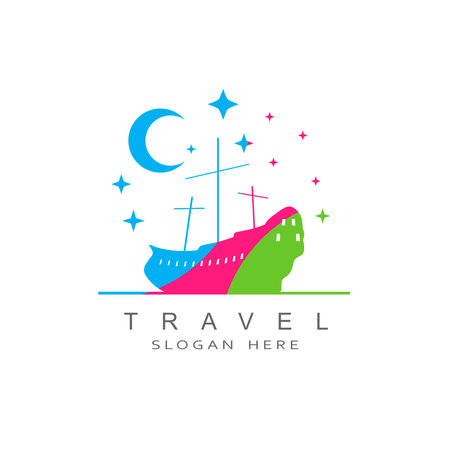 Silhouette of sunken ship. Emblem designのイラスト素材