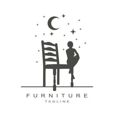 Chair icon. Furniture production emblem.のイラスト素材