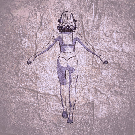 Sexy woman silhouette. Health and fashion concept. Adult female wearing bikiniの写真素材