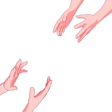 Close up body part. Helping handsのイラスト素材