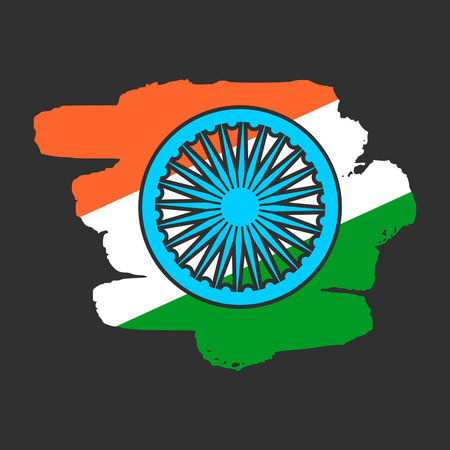 Brush stroke textured by flag of Indiaのイラスト素材