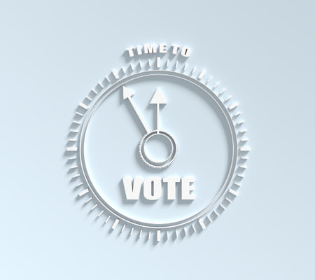 Political concept. Abstract watch with text. 3D rendering.