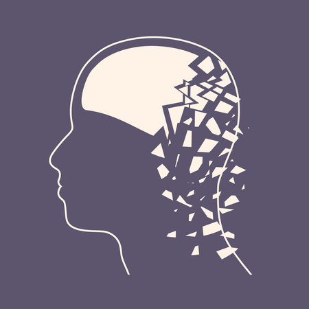 Brain broken into pieces. Psychological conceptのイラスト素材