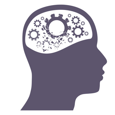 Brain broken into pieces. Psychological conceptのイラスト素材