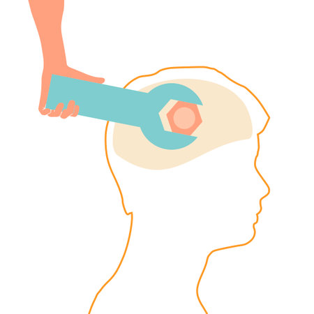 Psychiatry and psychological concept. Human head silhouetteのイラスト素材