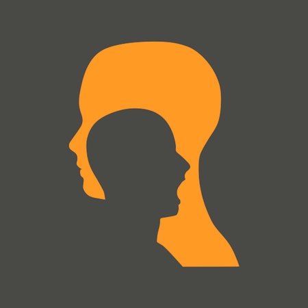 Mind health concept. Human face side view silhouette and alter egoのイラスト素材