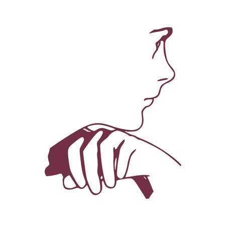 Beautiful young woman head silhouette.のイラスト素材