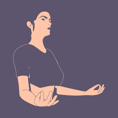 Woman yoga illustration. Health care conceptのイラスト素材