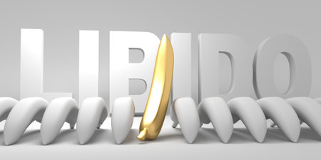Libido level concept with banana. 3D renderingの写真素材