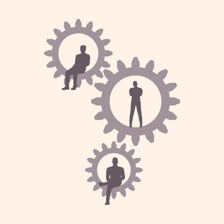 Artificial intelligence, machine learning and training concept. Business process management, automated workflowのイラスト素材