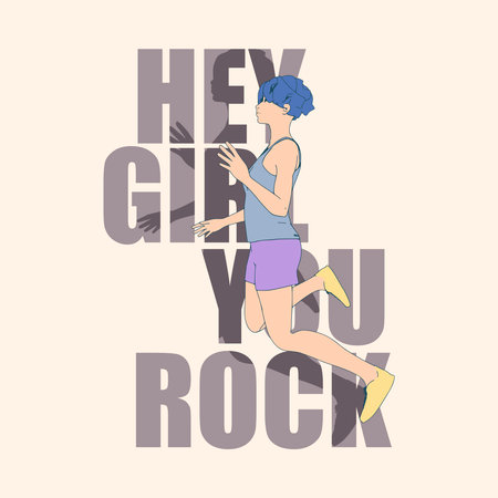 Young sporty woman with motivation phrase.のイラスト素材