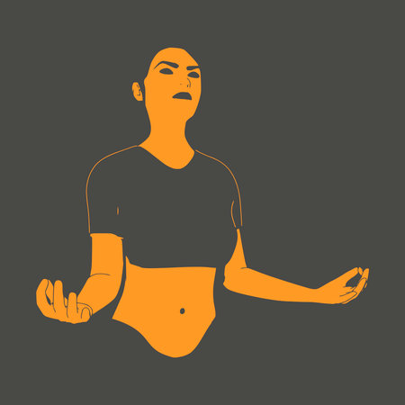 Woman yoga illustration. Health care conceptのイラスト素材