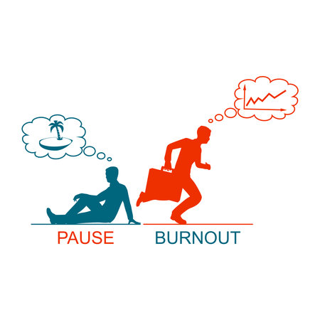 Concept of relaxation and burnout. Abstract flat illustrationのイラスト素材