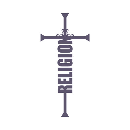 Illustration with the word religion forming a crucifix.のイラスト素材