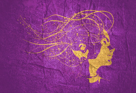 Face side view. Elegant silhouette of a female head.の写真素材