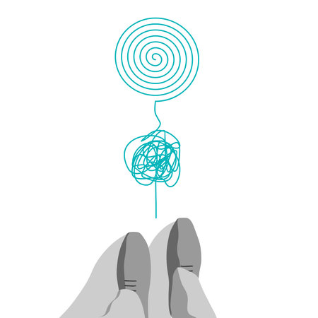 Tangled and unraveled tangle. Business and medical conceptのイラスト素材