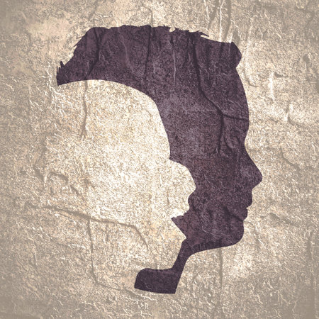 Mind health concept. Human face side view silhouette and alter egoの写真素材