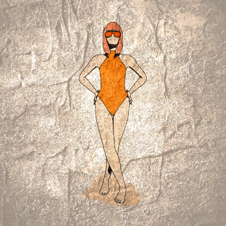 Sexy woman silhouette. Health and fashion concept. Adult female wearing bikiniの写真素材