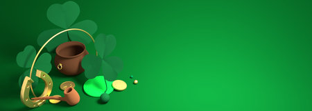 Greeting card for national Irish holiday. 3D renderingの写真素材