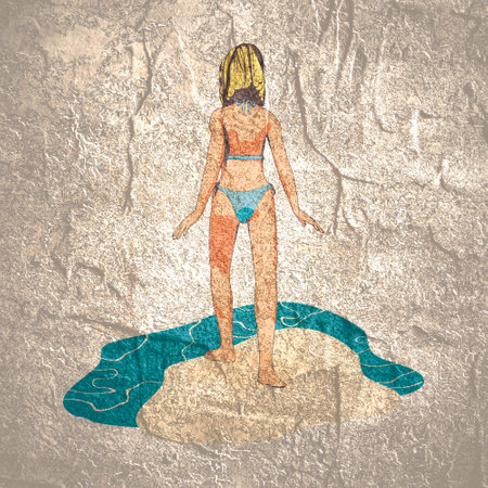 Sexy woman silhouette. Health and fashion concept. Adult female wearing bikiniの写真素材