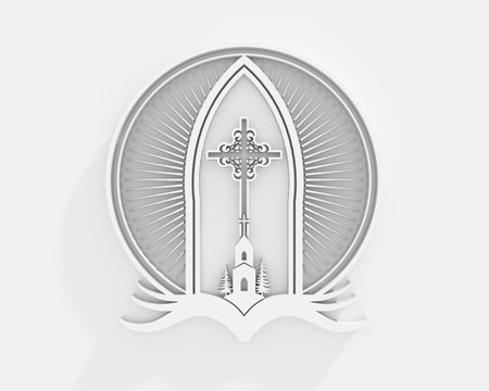 Church emblem illustration. 3D renderingの写真素材