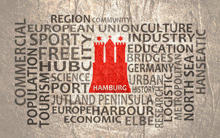 Travel template. Hamburg city tags cloud.の写真素材