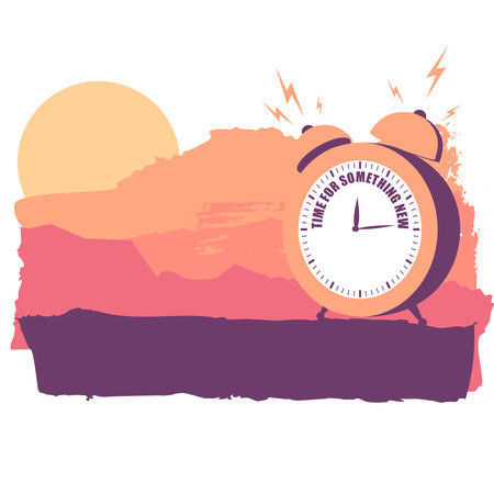 Time for something. Clock with text.のイラスト素材