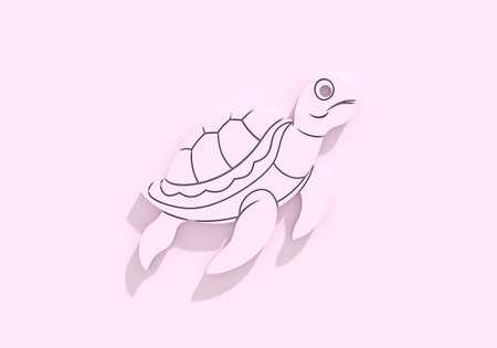 Sea Turtle Cartoon Animal Illustration. 3D renderの写真素材