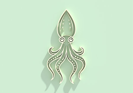 Octopus with tentacles. Cartoon sea and ocean animal. Giant kraken monster of fantasy story, cartoon creepy underwater cuttlefish. Emblem for the menu of the seafood market or restaurant. 3D renderの写真素材