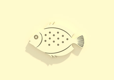 Turbot or flatfish icon. Seafood shop logo, signboard. Restaurant menu, fish market, banner, poster...