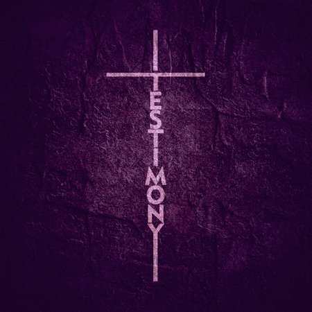 Testimony word in the shape of a cross. Christian, religious and church typography concept. Design...