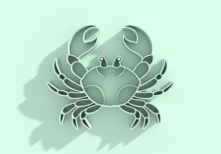 Crab icon. Seafood shop emblem, signboard, restaurant menu, fish market, banner, poster design template. Fresh seafood or shellfish product. 3D renderの写真素材