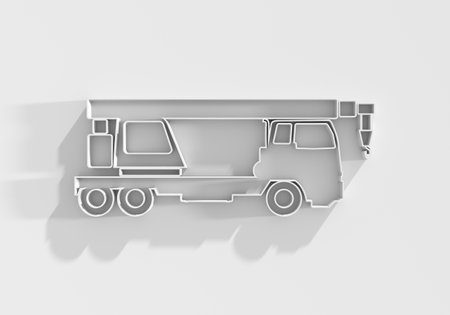 Heavy building machine. Mobile auto crane icon. 3D renderの写真素材