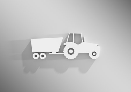 Agricultural machinery. Vehicle for field farm work. Industrial tractor transport icon. 3D renderの写真素材